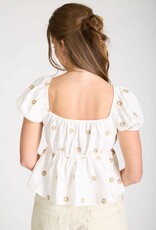 Miss Bliss Daisy Puff Sleeveless Blouse