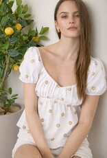 Miss Bliss Daisy Puff Sleeveless Blouse