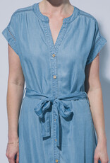 Miss Bliss LT Short Sleeves Belted Chambray Midi Dress