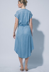 Miss Bliss LT Short Sleeves Belted Chambray Midi Dress