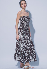 Miss Bliss LT Strapless Floral Maxi Dress Chocolate