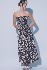 Miss Bliss LT Strapless Floral Maxi Dress Chocolate