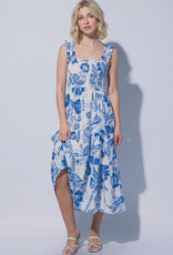 Miss Bliss LT Floral Mid Dress- Blue/White