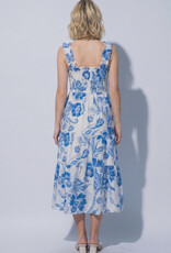 Miss Bliss LT Floral Mid Dress- Blue/White