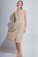 Miss Bliss LT Sleeveless Collared Midi Dress- TAUPE