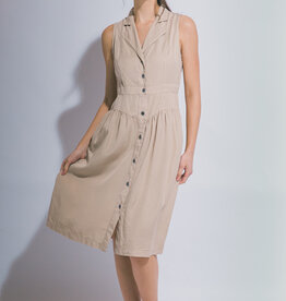 Miss Bliss Sleeveless Collared Midi Dress-Taupe