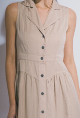 Miss Bliss LT Sleeveless Collared Midi Dress- TAUPE