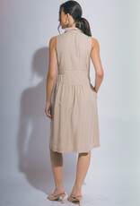 Miss Bliss LT Sleeveless Collared Midi Dress- TAUPE