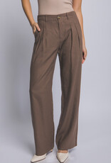 Miss Bliss LT Linen Tailored Wide-leg Pant Mocha