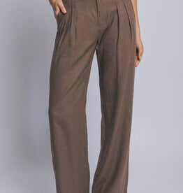 Miss Bliss Linen Tailored Wide-Leg Pant Mocha