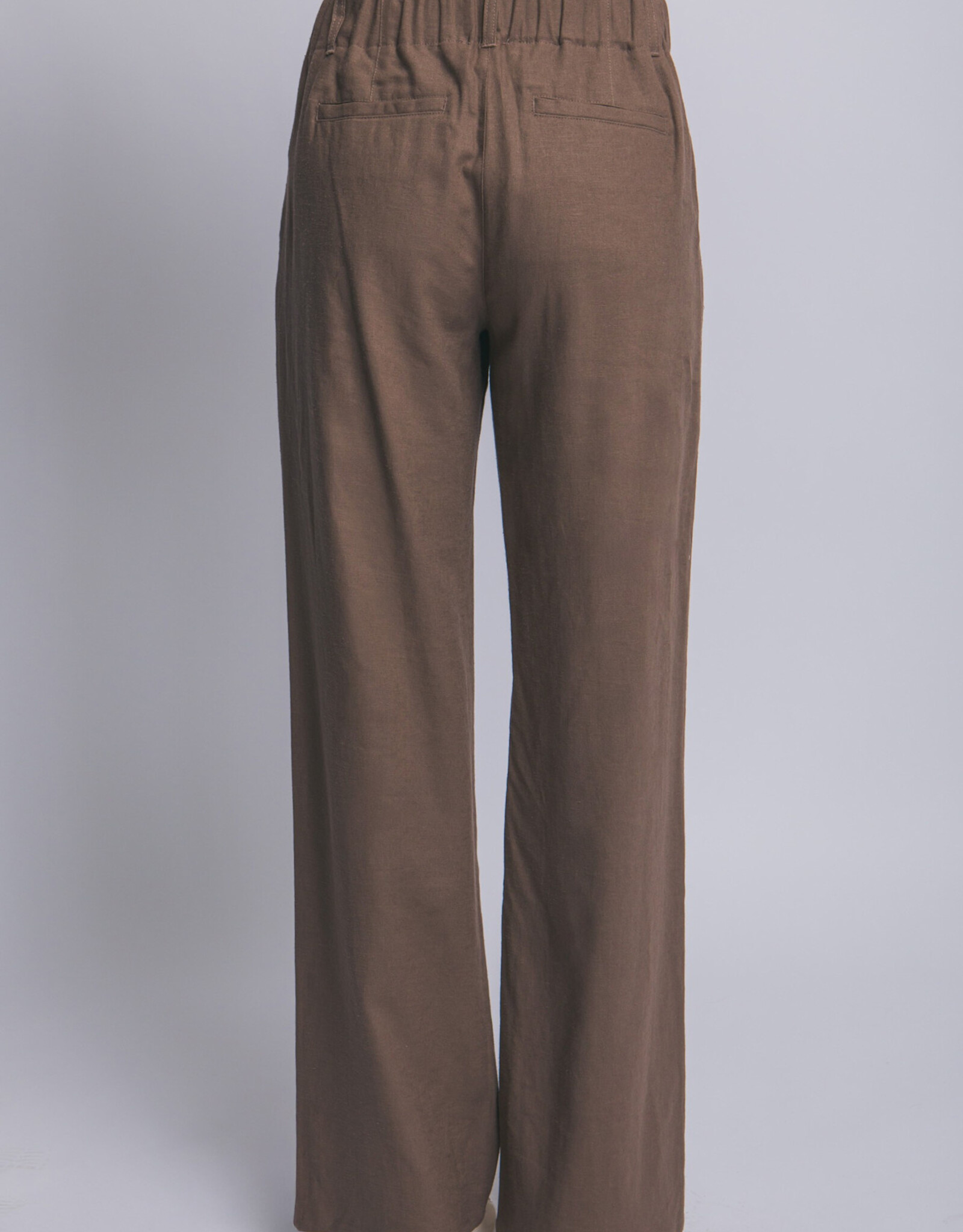 Miss Bliss LT Linen Tailored Wide-leg Pant Mocha