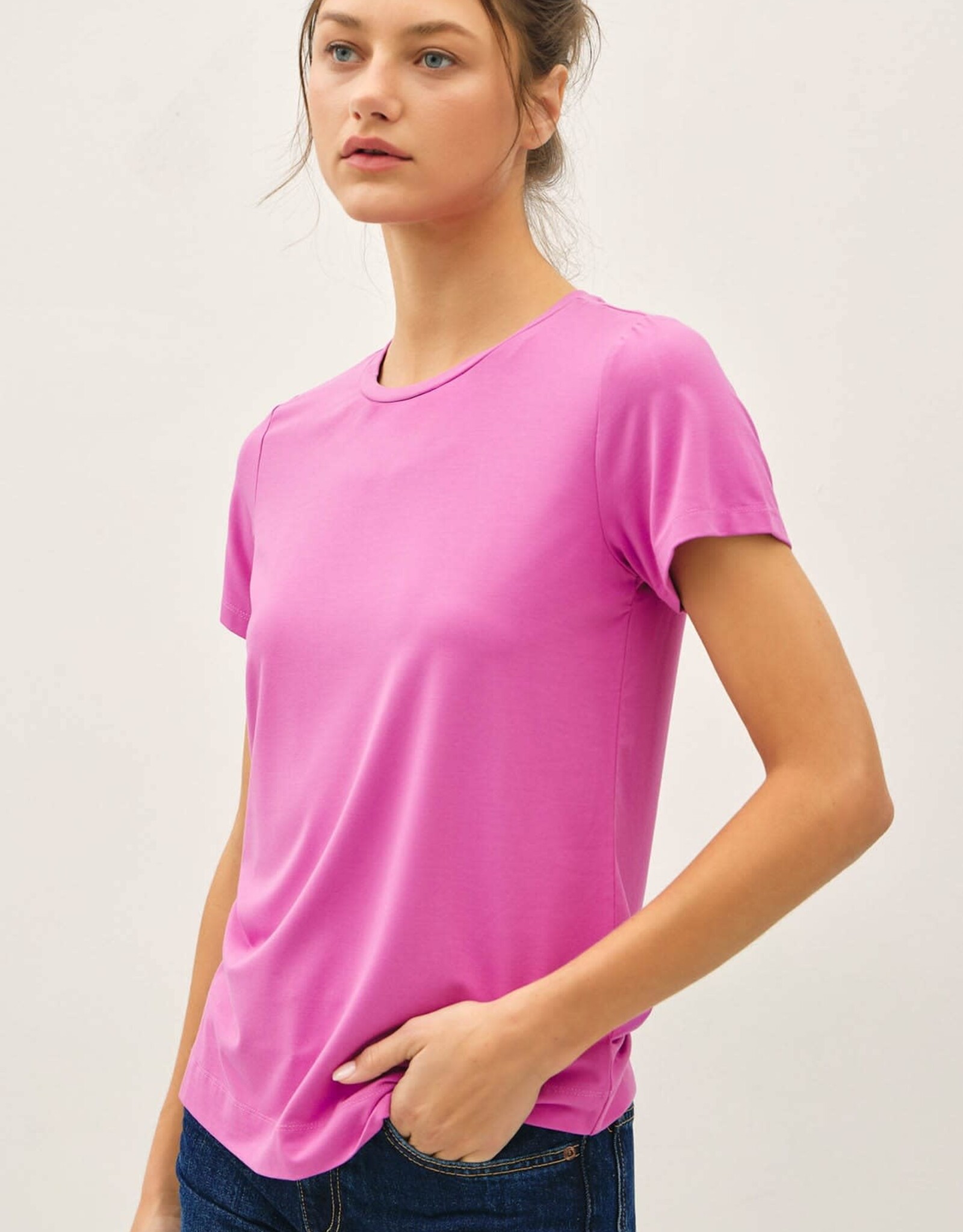 Miss Bliss BC Bamboo/modal Basic Round Neck T Shirt-Berry Smoothie