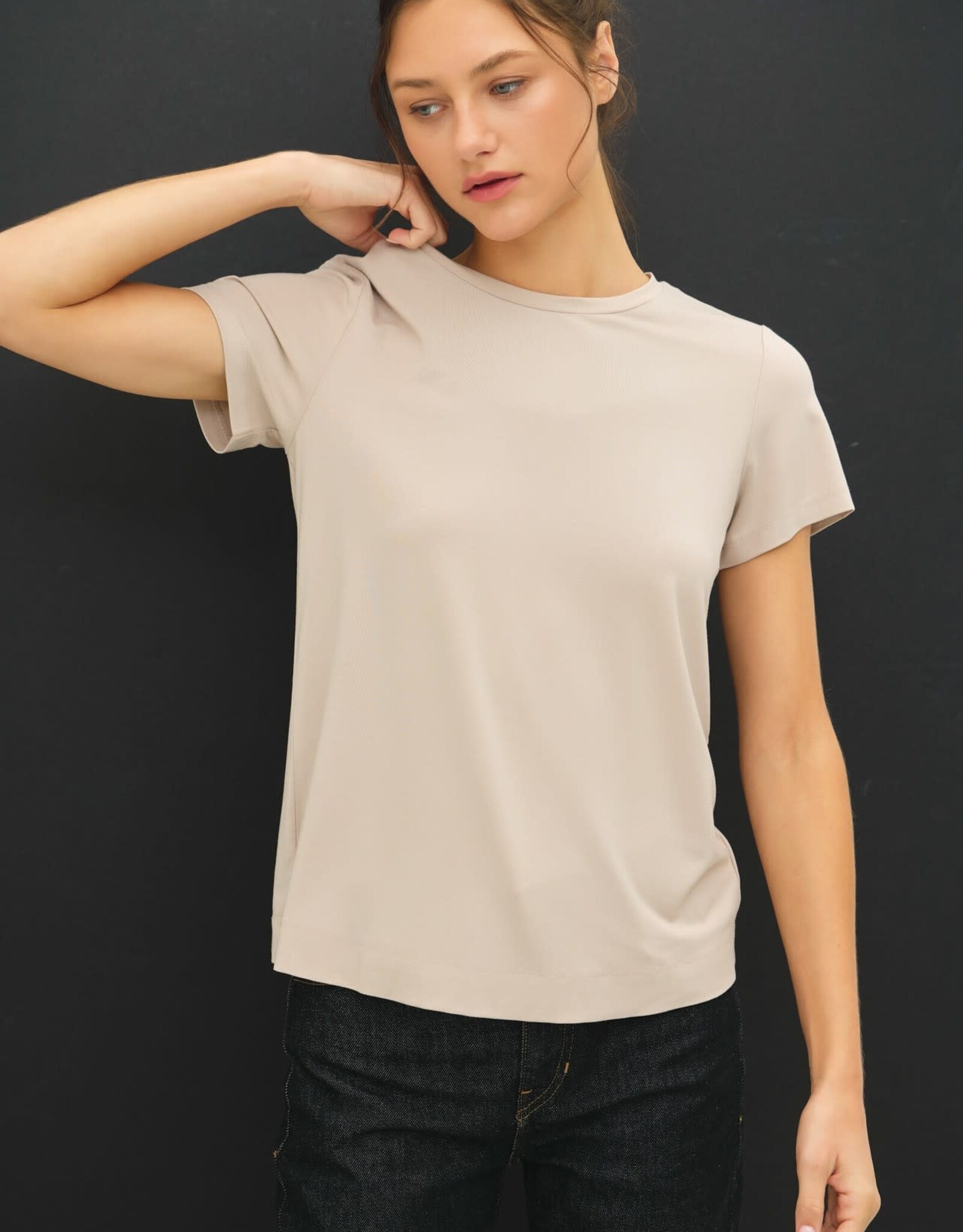 Miss Bliss BC Bamboo/modal Basic Round Neck T Shirt-Stone