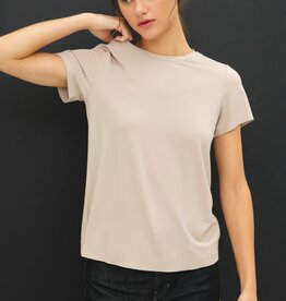 Miss Bliss Bamboo/modal Basic Round Neck T Shirt-Stone