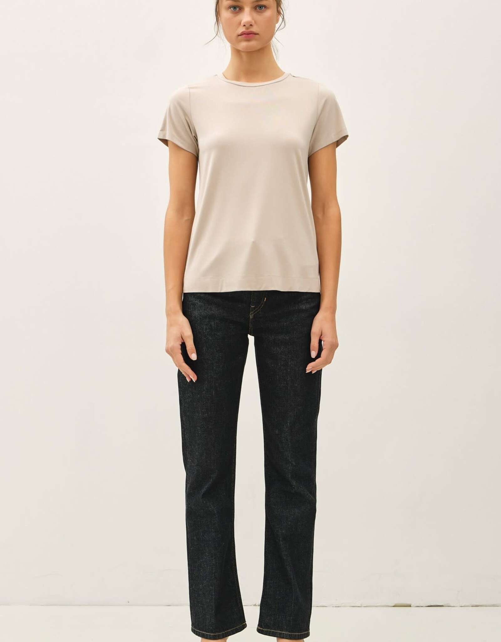 Miss Bliss BC Bamboo/modal Basic Round Neck T Shirt-Stone