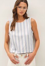 Miss Bliss BC Linen Blended Ombre Striped Sleeveless Top- Chambray