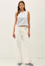 Miss Bliss BC Linen Blended Ombre Striped Sleeveless Top- Chambray