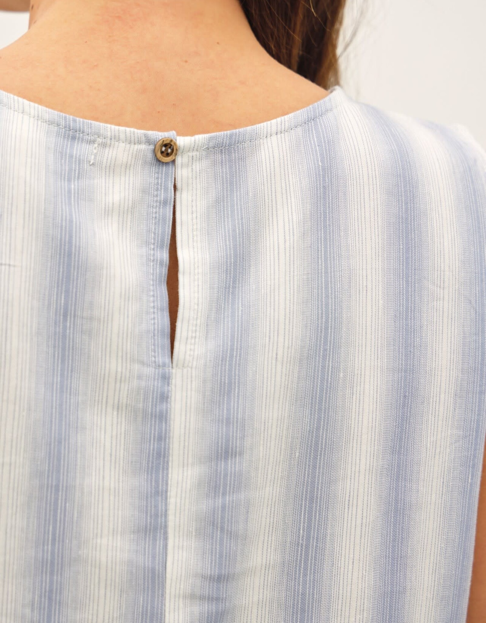 Miss Bliss BC Linen Blended Ombre Striped Sleeveless Top- Chambray