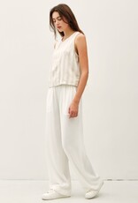 Miss Bliss BC Linen Blended Ombre Striped Sleeveless Top- Natural