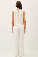 Miss Bliss BC Linen Blended Ombre Striped Sleeveless Top- Natural