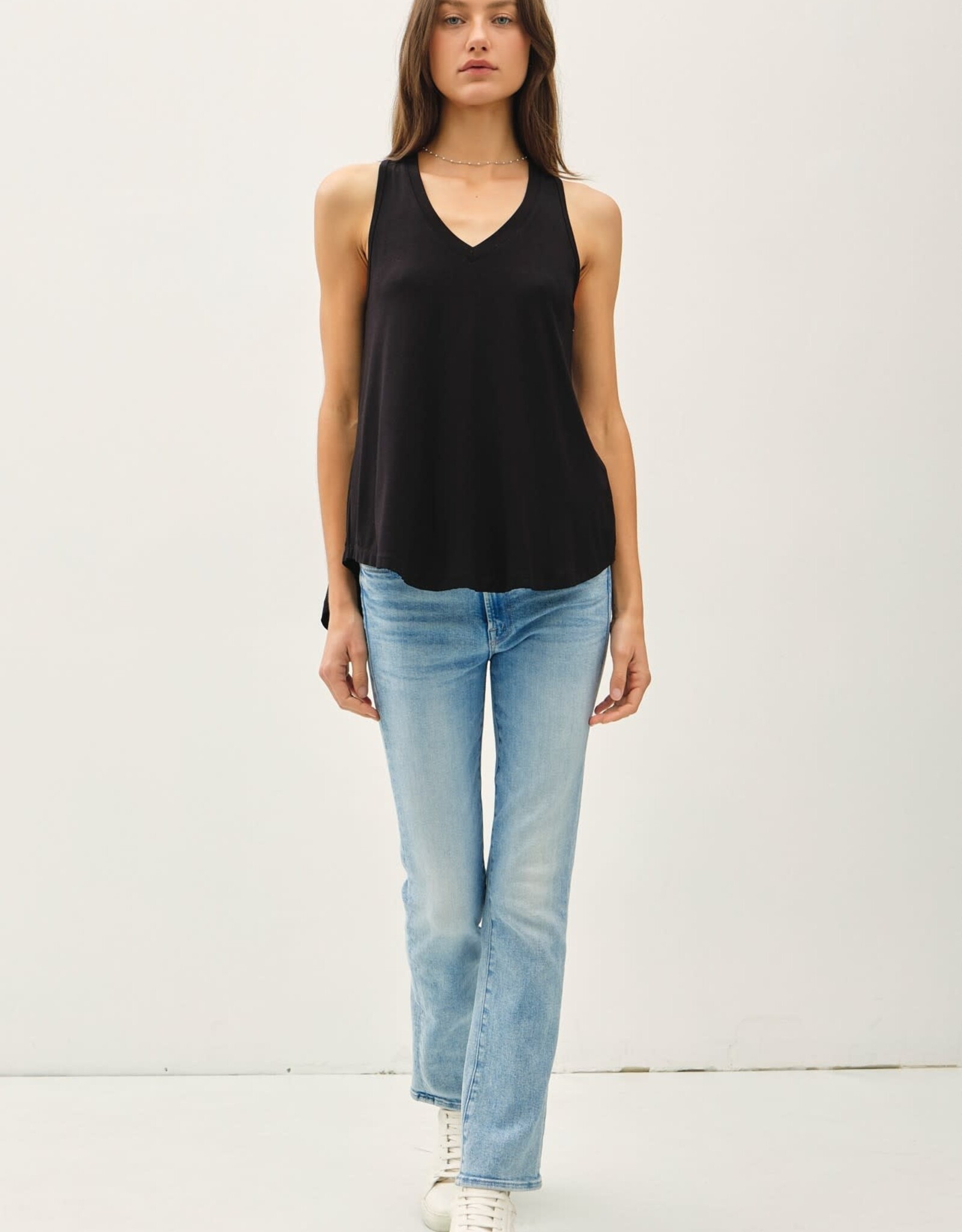 Miss Bliss BC Soft Core V Neck Tank- Black