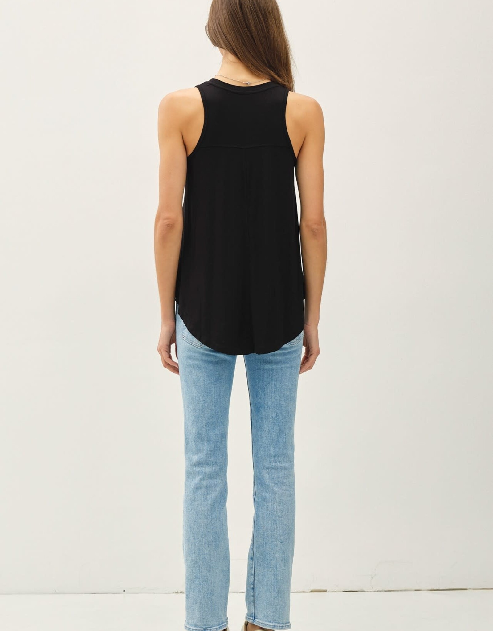 Miss Bliss BC Soft Core V Neck Tank- Black