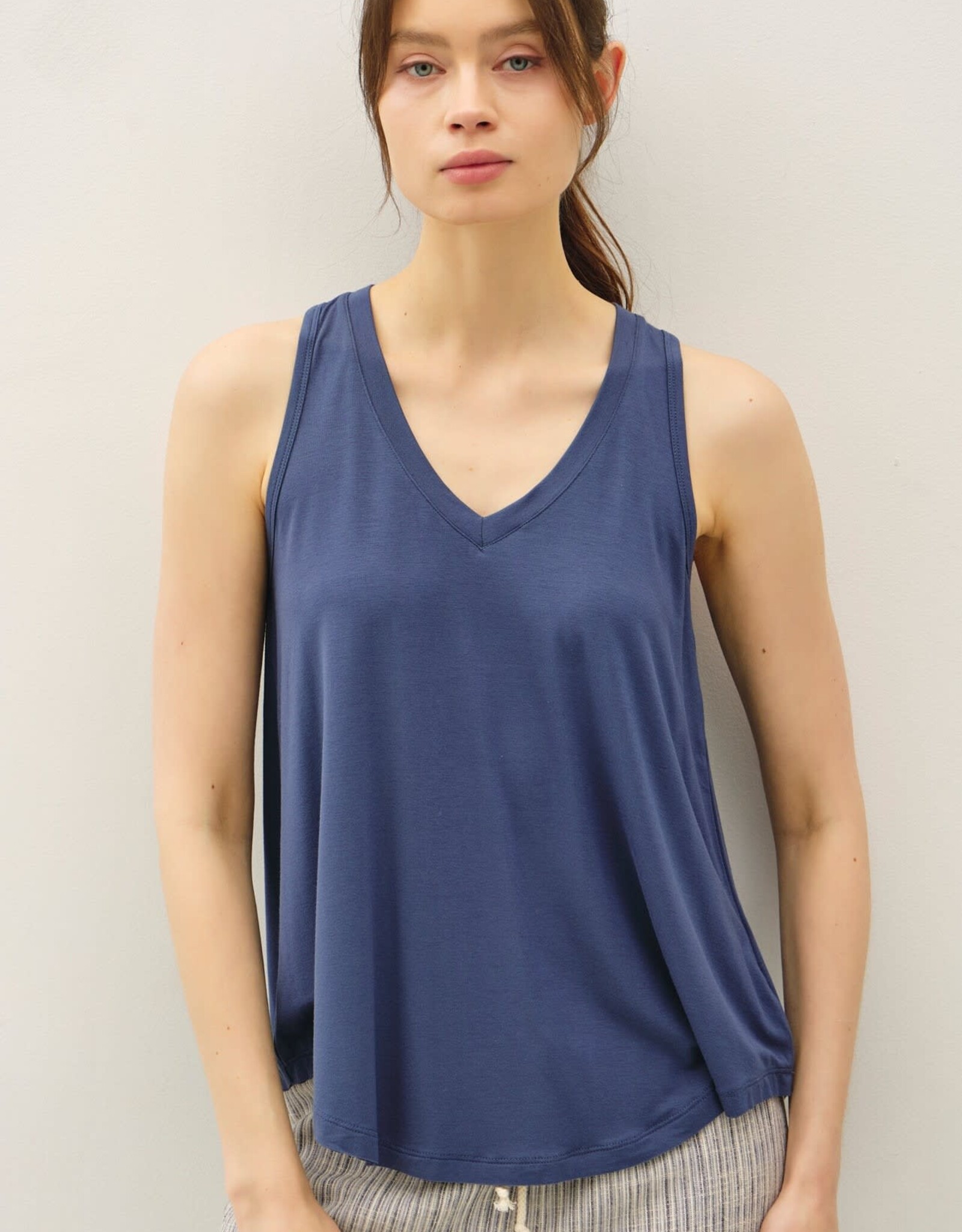 Miss Bliss BC Soft Core V Neck Tank- Dark Denim