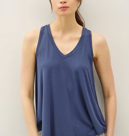 Miss Bliss Soft Core V Neck Tank- Dark Denim