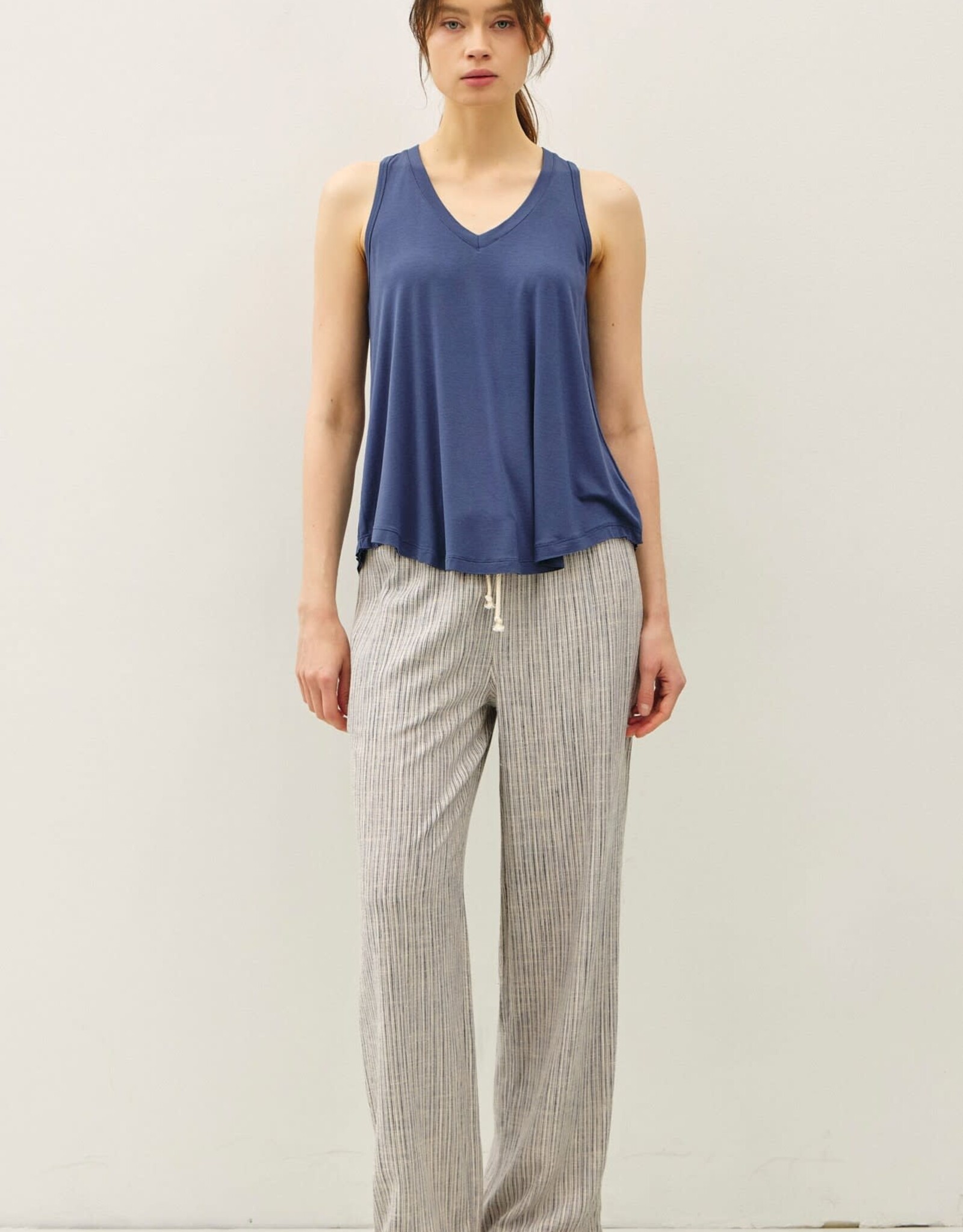 Miss Bliss BC Soft Core V Neck Tank- Dark Denim