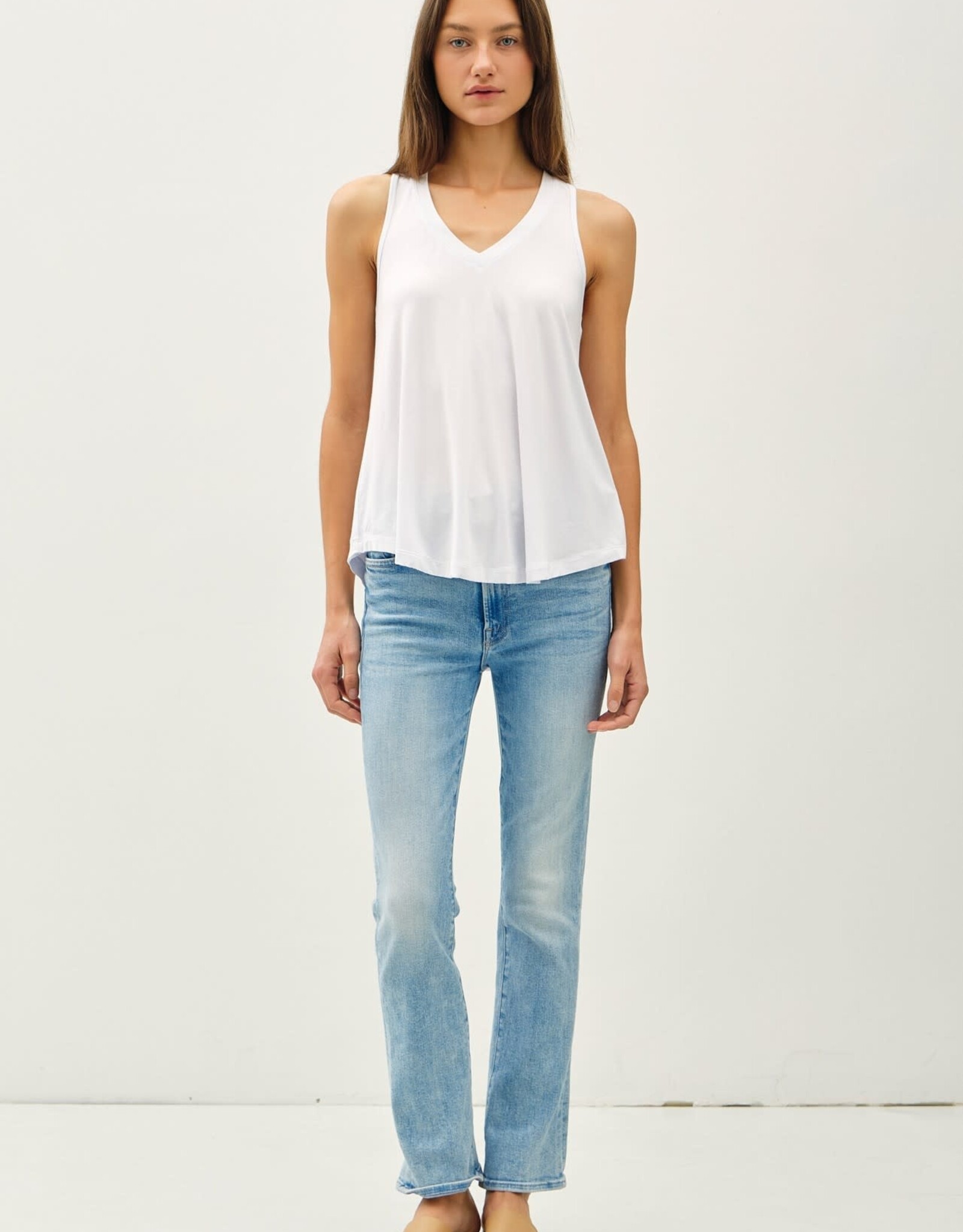 Miss Bliss BC Soft Core V Neck Tank- Off White