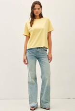Miss Bliss BC Cotton Jersey Oversized Crop T Shirts- Dusty Yellow