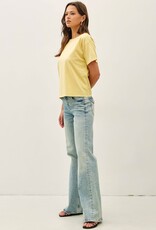 Miss Bliss BC Cotton Jersey Oversized Crop T Shirts- Dusty Yellow