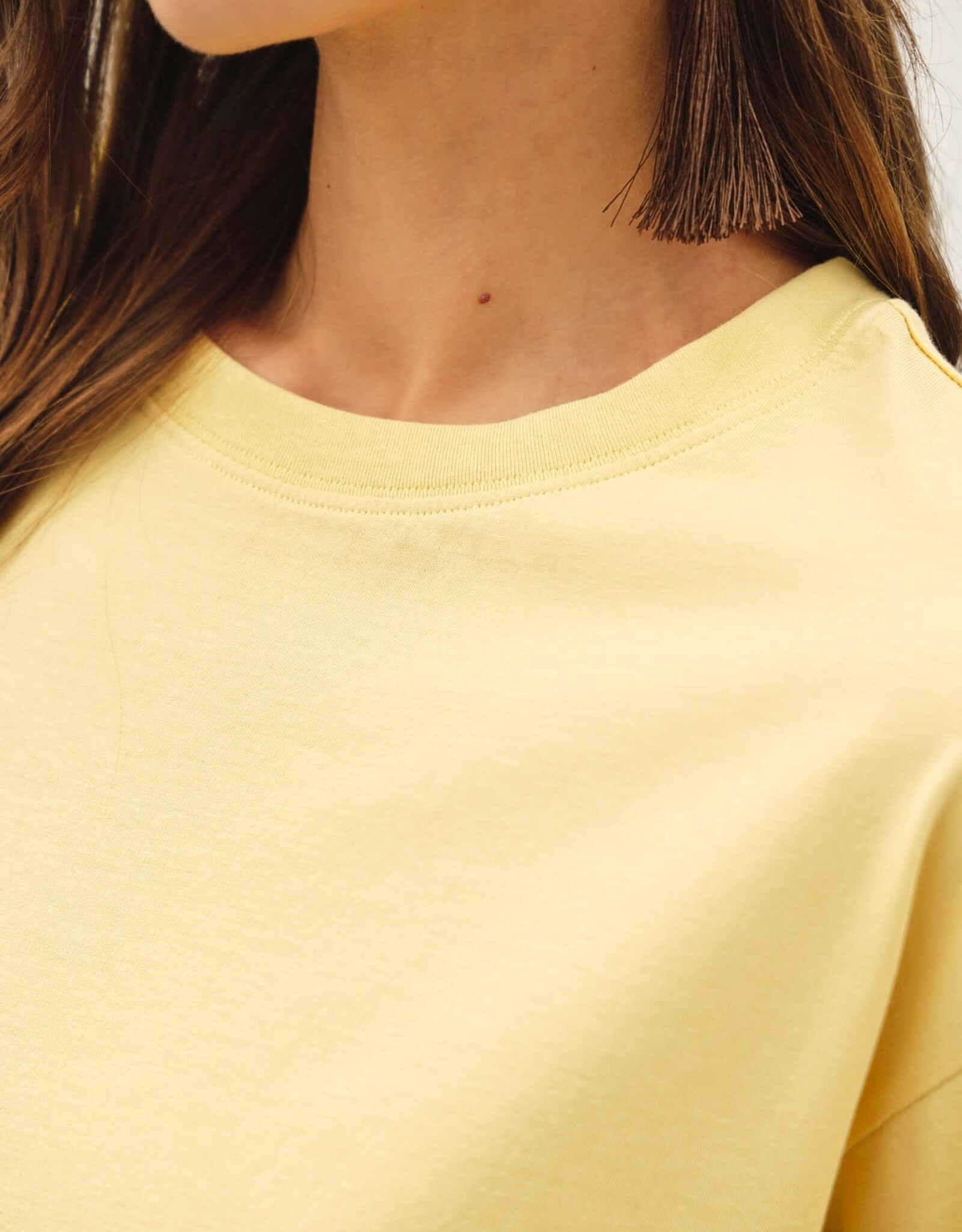 Miss Bliss BC Cotton Jersey Oversized Crop T Shirts- Dusty Yellow