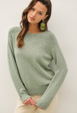 Miss Bliss BC Raglan Sleeve Slub Pullover Sweater- Sage