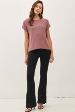 BC Boxy Short Sleeve Sweater w/Raw Seam-Mauve
