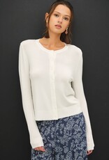 Miss Bliss BC Ultra Soft Essential Basic Crewneck Button Up Cardigan-Ivory