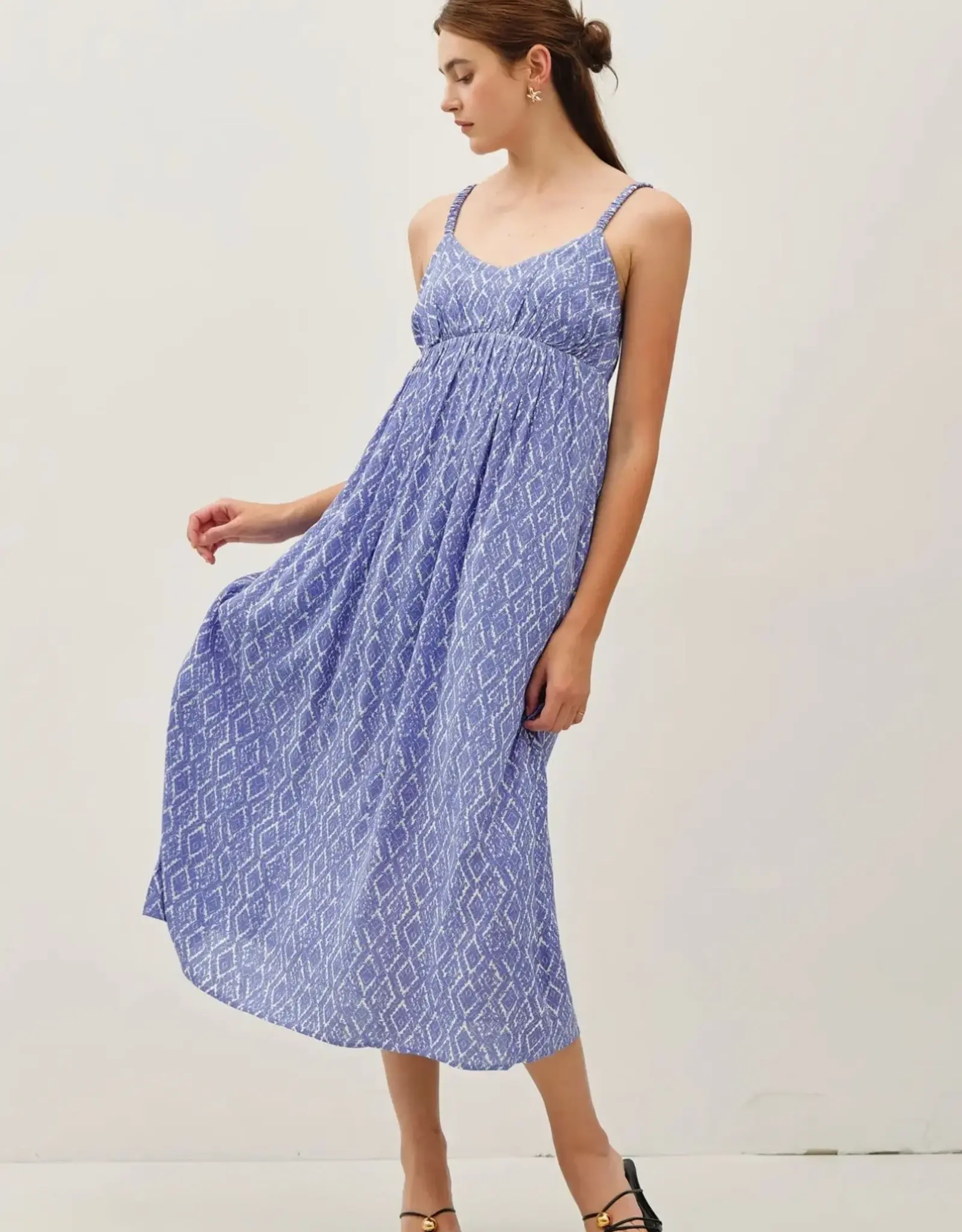 Miss Bliss BC Printed Midi Sundress- Blue
