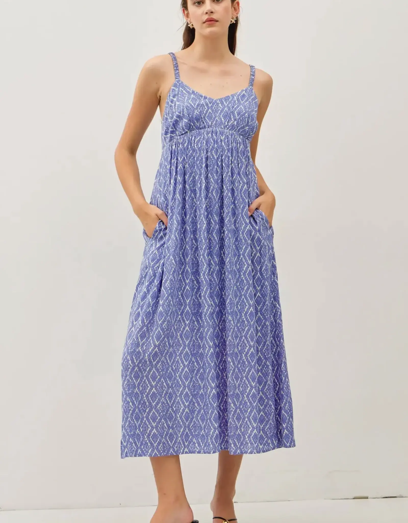 Miss Bliss BC Printed Midi Sundress- Blue