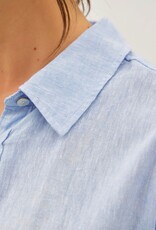 Miss Bliss BC Cotton Linen Blend Long Sleeve Button Up Shirt- Chambray
