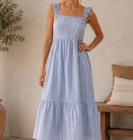 Miss Bliss Effortless Stripe Midi Dress -Blue/White