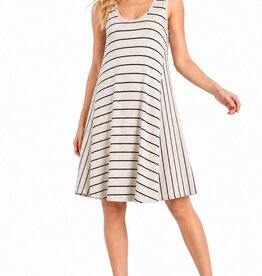 Miss Bliss CC Knee-length Dress Stripes Dress -Oatmeal