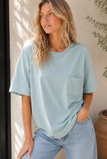 Miss Bliss CC Rib Short Sleeve With Pocket-Blue/Mint