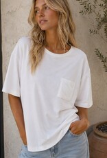 Miss Bliss CC Rib Short Sleeve With Pocket-White