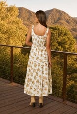 Miss Bliss Blu Floral Front Lace Corset Slvls Midi Dress-Cream
