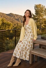 Miss Bliss Blu Floral Front Lace Corset Slvls Midi Dress-Cream