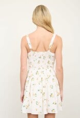Miss Bliss M&E Floral Keyhole Detail Shirred Strappy Mini Dress-Dusty Yellow/