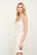 Miss Bliss M&E Floral Keyhole Detail Shirred Strappy Mini Dress-Dusty Yellow/
