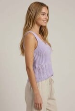 Miss Bliss Doe&Rae Stitch Mix Sweater V-neck Button Detail Tank Top-Lilac