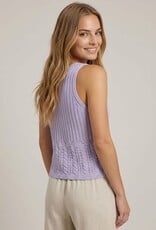 Miss Bliss Doe&Rae Stitch Mix Sweater V-neck Button Detail Tank Top-Lilac