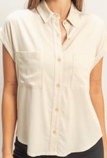 Miss Bliss HYFVE Button-up Collared Blouse-Ecru
